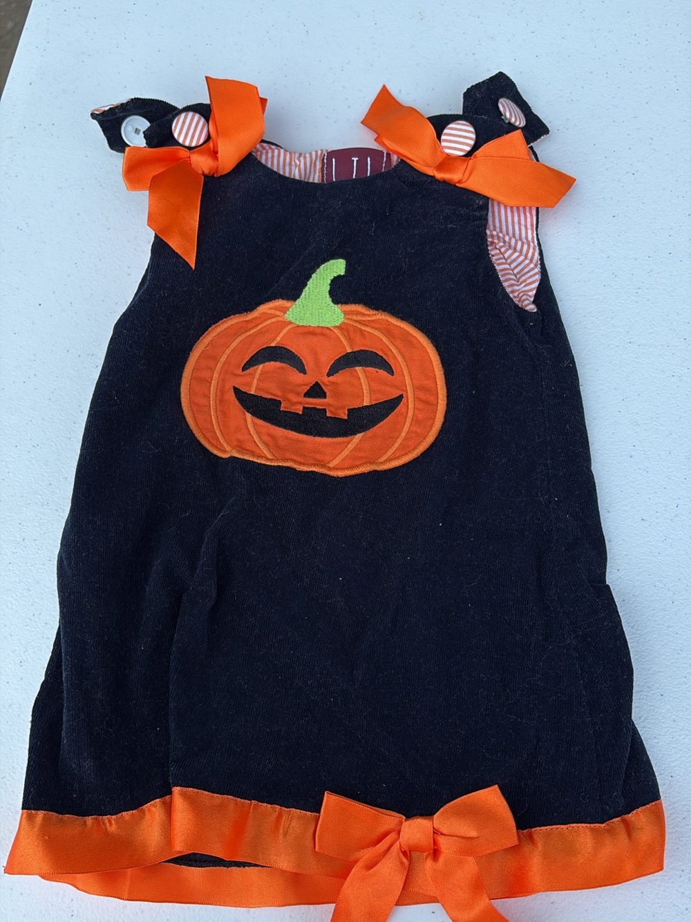 Kids Black & Orange Pumpkin Applique Costume Dress by 18-24 Months